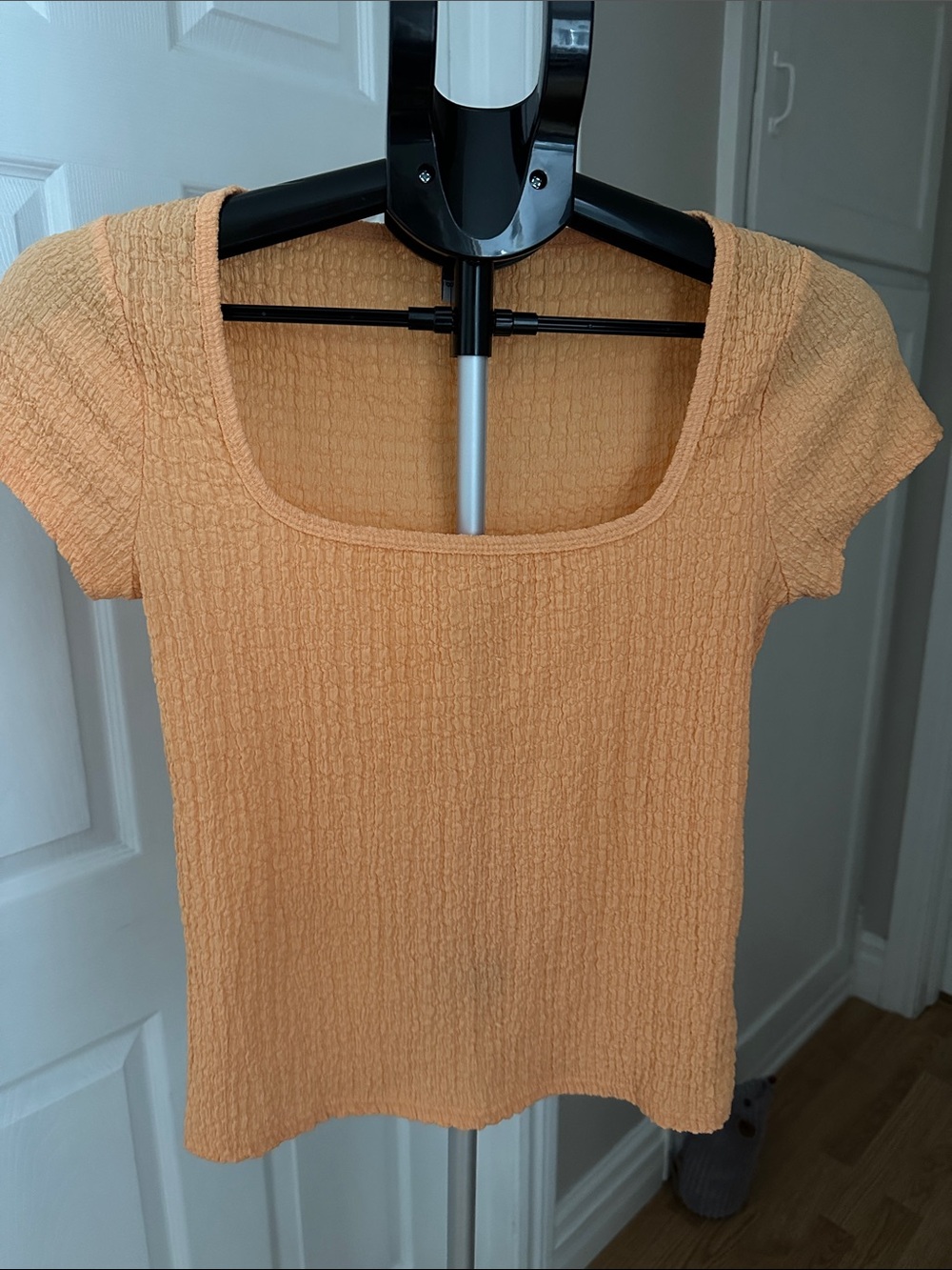 Old Navy Peach Orange Square Neck Short Sleeve Tee